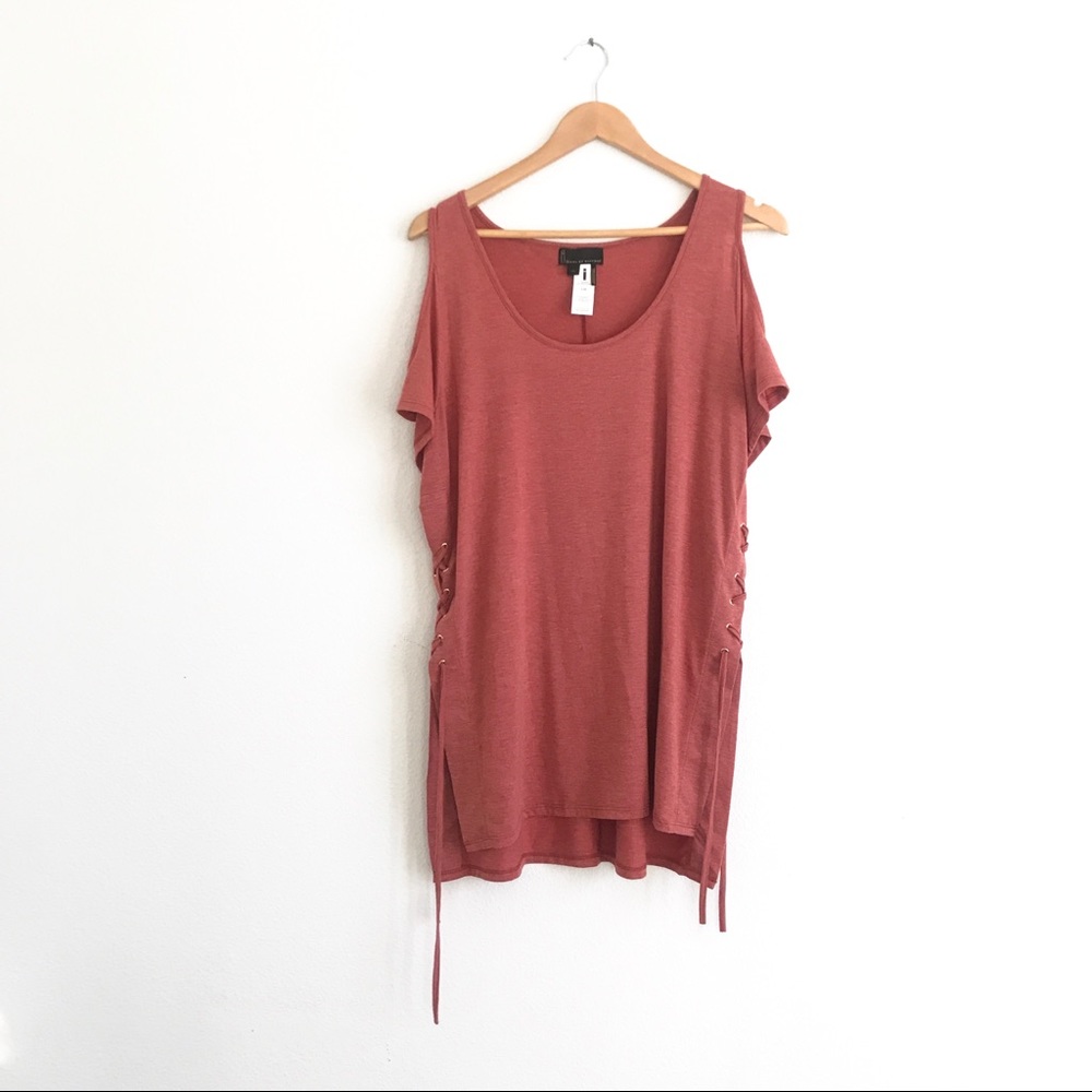 I Jeans By Buffalo Jersey Top Lace Up Sz L6